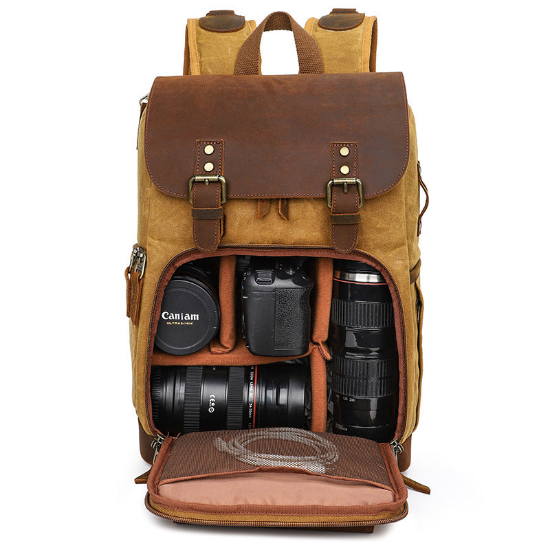 casual shoulder camera bag hit color waterproof canvas slr digital bag retro hit color camera backpack