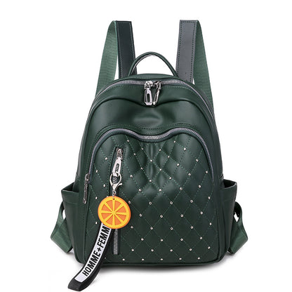 lingge embroidery thread large capacity student schoolbag soft leather rivets