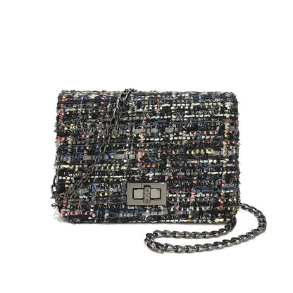 chain small bag womens new versatile korean woollen cloth ulzzang messenger bag mini square bag