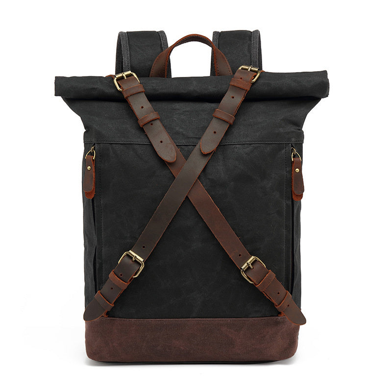 head layer leather mens and womens shoulders travel computer backpack