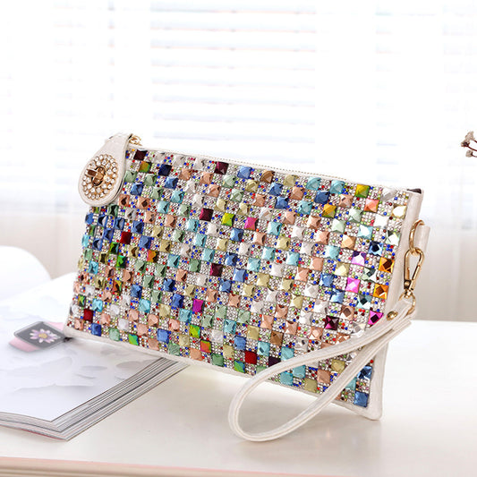 rhinestone clutch bag ladies small bag fashion diamond dinner envelope bag with diamond shoulder messenger female bag