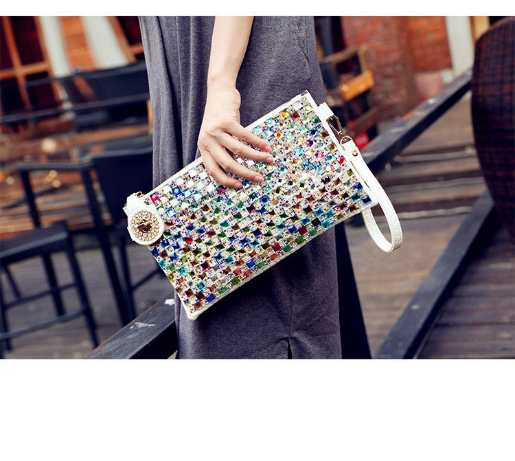 rhinestone clutch bag ladies small bag fashion diamond dinner envelope bag with diamond shoulder messenger female bag