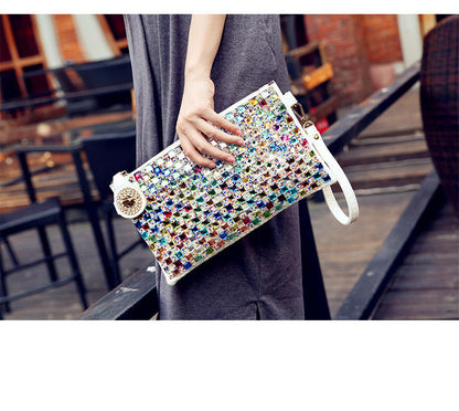 rhinestone clutch bag ladies small bag fashion diamond dinner envelope bag with diamond shoulder messenger female bag