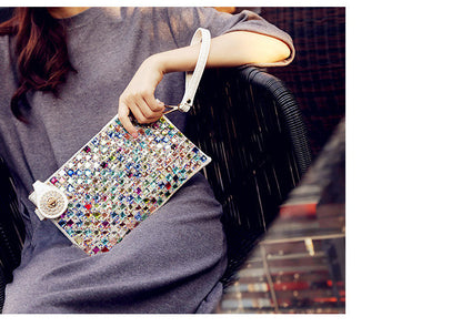 rhinestone clutch bag ladies small bag fashion diamond dinner envelope bag with diamond shoulder messenger female bag