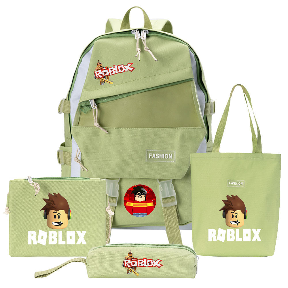 four piece backpack men and women student pencil bag canvas bag