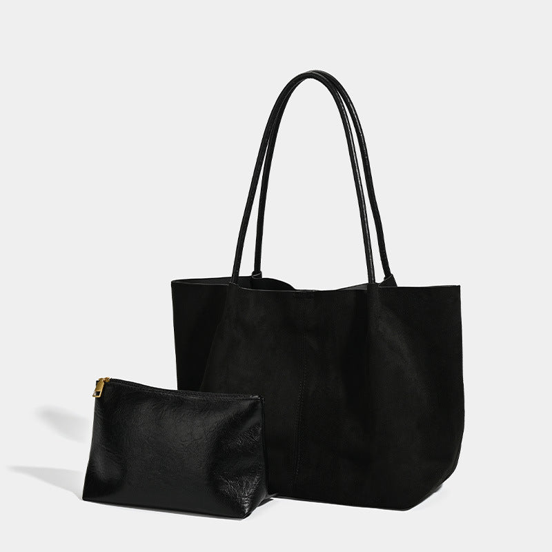 Large-Capacity Retro Suede Shoulder And Handbag Set