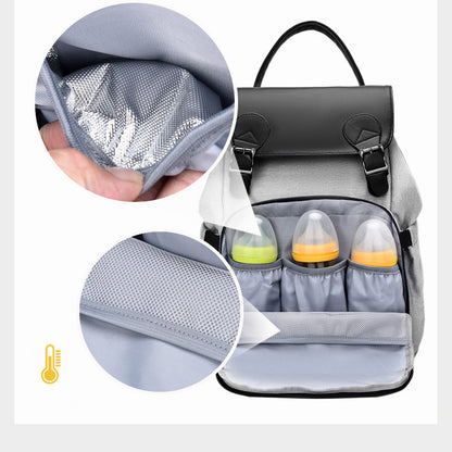 multifunctional double shoulder mother and baby bag oxford cloth with leather mommy