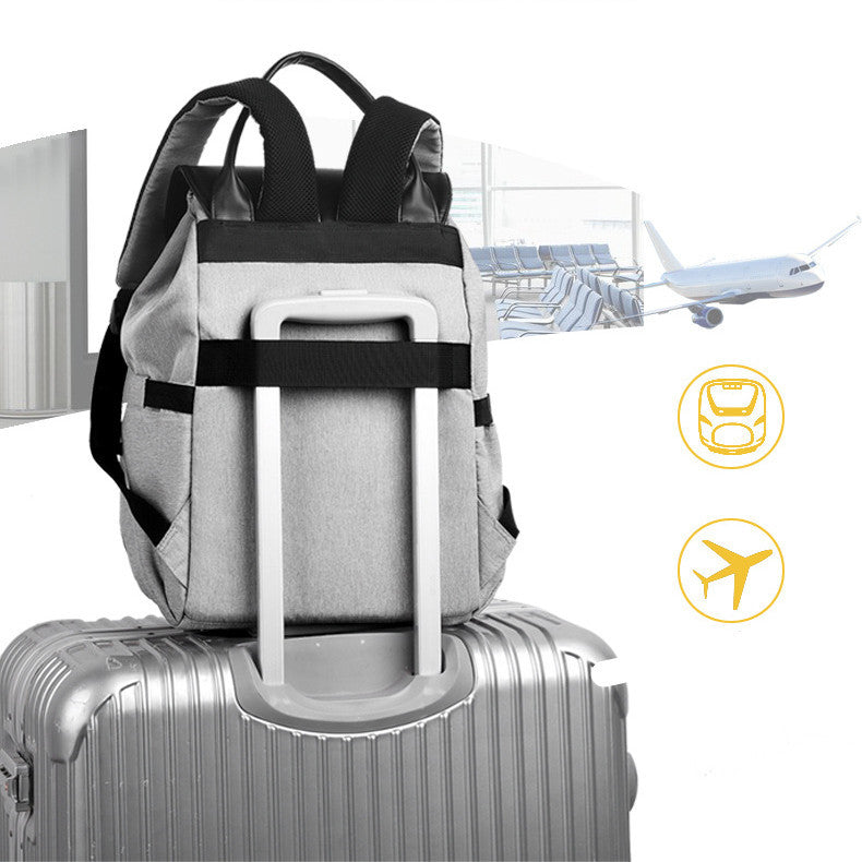 multifunctional double shoulder mother and baby bag oxford cloth with leather mommy