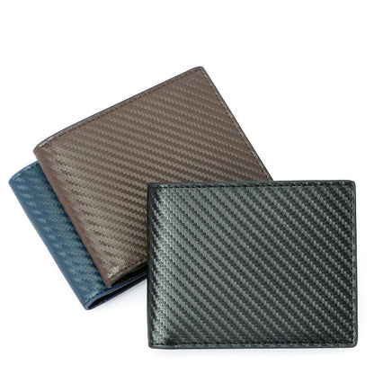 carbon fiber pattern anti theft leather mens wallet