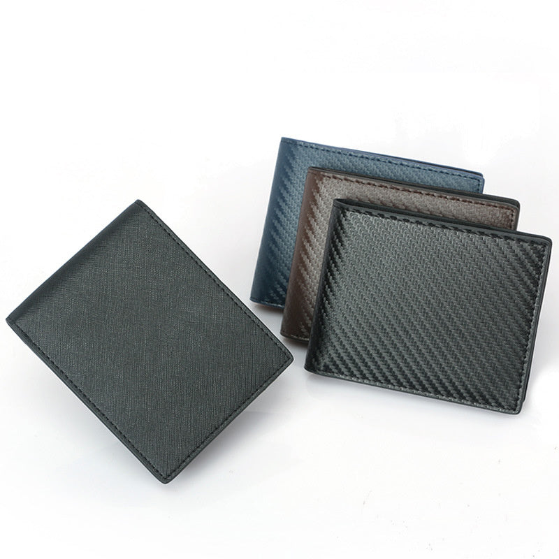 carbon fiber pattern anti theft leather mens wallet