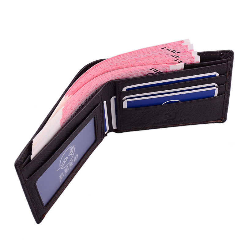 leather mens short wallet head money clip wallet goods