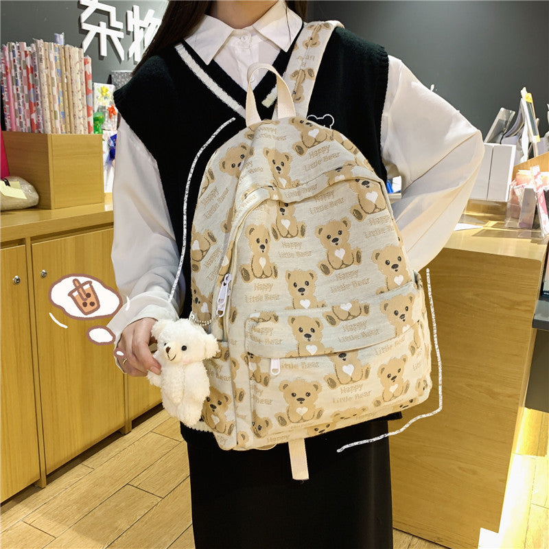 bear student backpack women all match rucksack