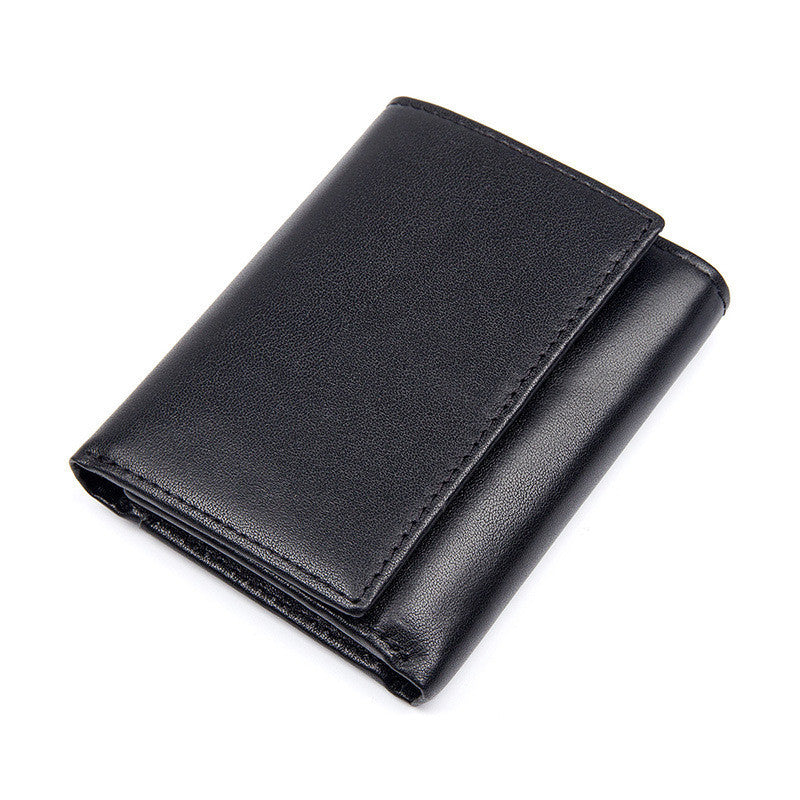 head layer cowhide texture wallet unisex 2 fold wallet