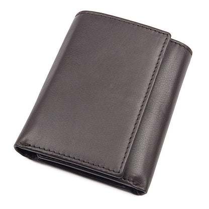 head layer cowhide texture wallet unisex 2 fold wallet