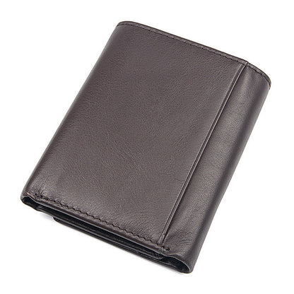 head layer cowhide texture wallet unisex 2 fold wallet