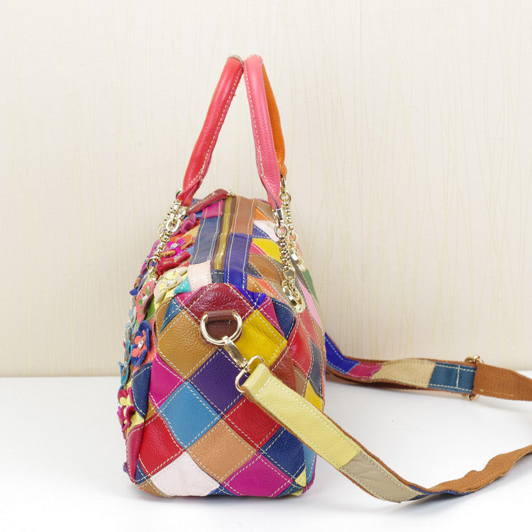 cowhide handbags color flower handbags