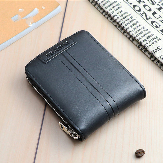 korean fashion mens short wallet classic popular horizontal large capacity zipper multi card business wallet