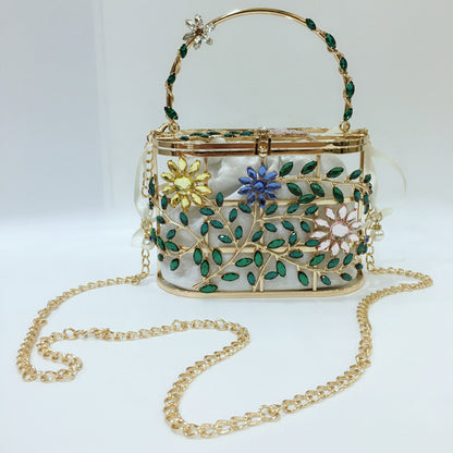 Blossoms Jade In a Portable Basket With British Style