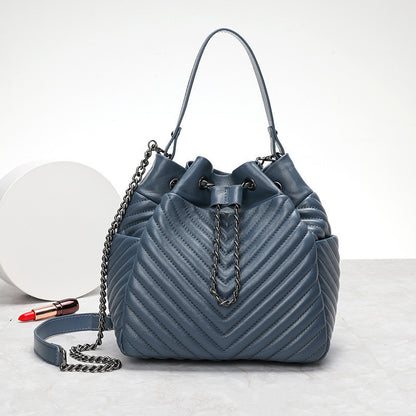 pleated sheepskin genuine leather top handle bags fashion adjustable chain shoulder bags