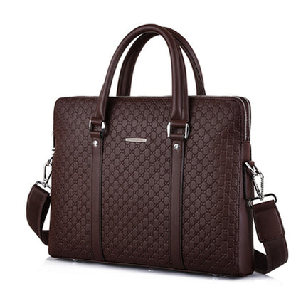 handbag cowhide business briefcase embossed letters single shoulder messenger bag horizontal multi layer