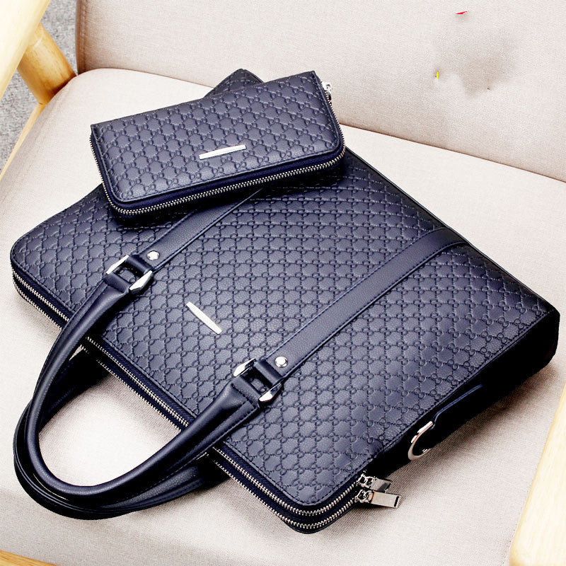 handbag cowhide business briefcase embossed letters single shoulder messenger bag horizontal multi layer