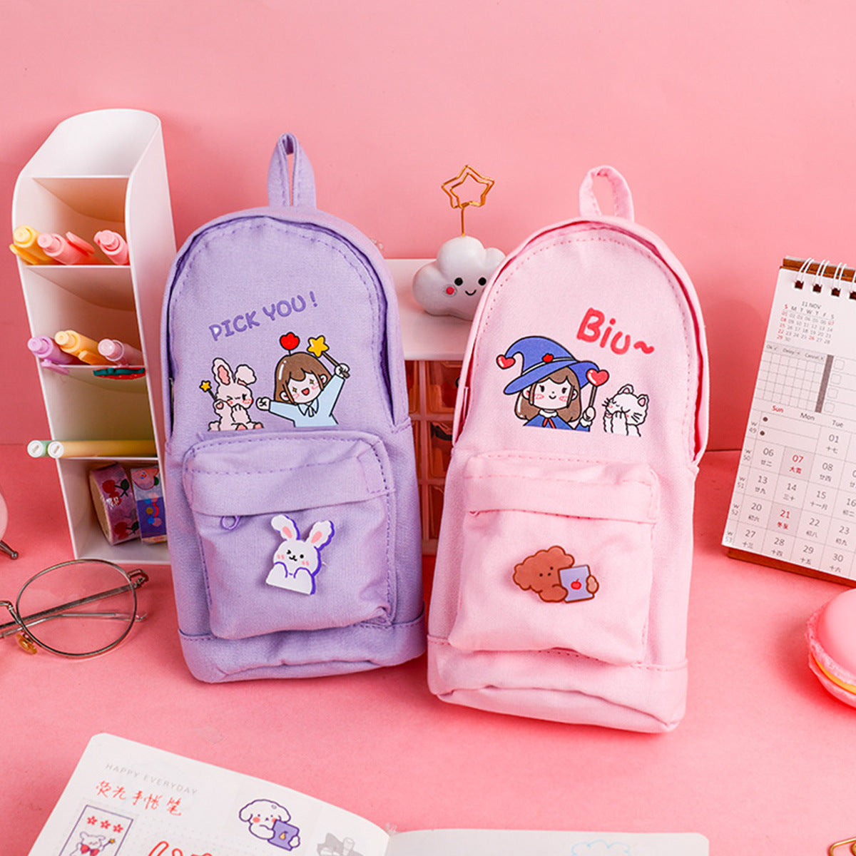 multi purpose large capacity canvas pencil case cute