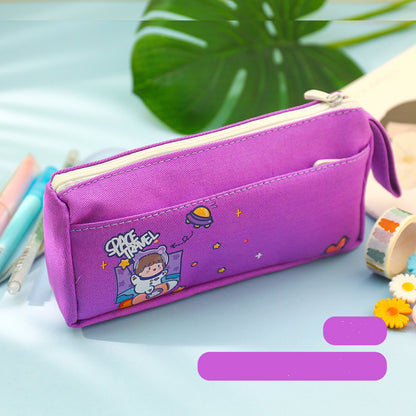 multi purpose large capacity canvas pencil case cute