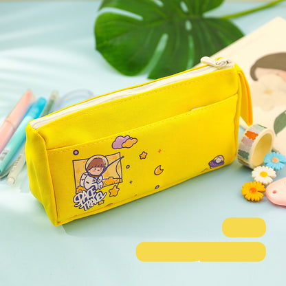 multi purpose large capacity canvas pencil case cute