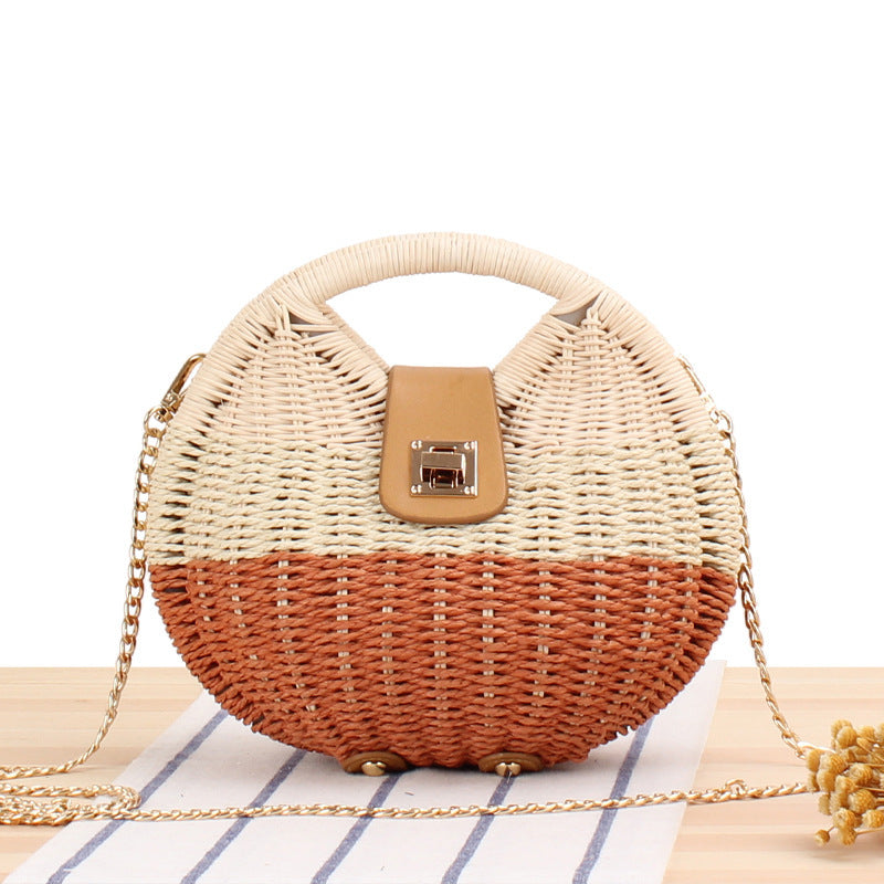 Xiaoxiangfeng Crossbody Woven Bag, Japanese And Korean Seashell Beach Women'S Straw Woven Bag