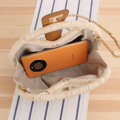Xiaoxiangfeng Crossbody Woven Bag, Japanese And Korean Seashell Beach Women'S Straw Woven Bag