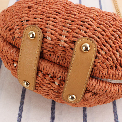 Xiaoxiangfeng Crossbody Woven Bag, Japanese And Korean Seashell Beach Women'S Straw Woven Bag