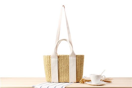 A New Semi-circle Fringed One-shoulder Straw Woven Bag Sui Sui Paper Woven Bag Beach Bag Fashion Female Bag
