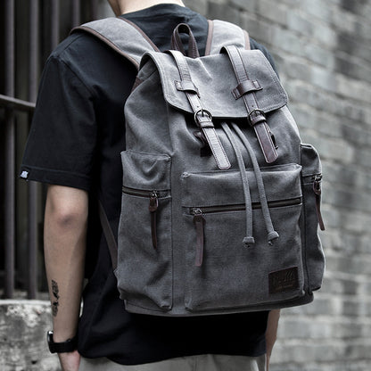 canvas backpack mens fashion trend casual travel bag