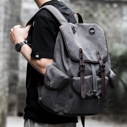 canvas backpack mens fashion trend casual travel bag