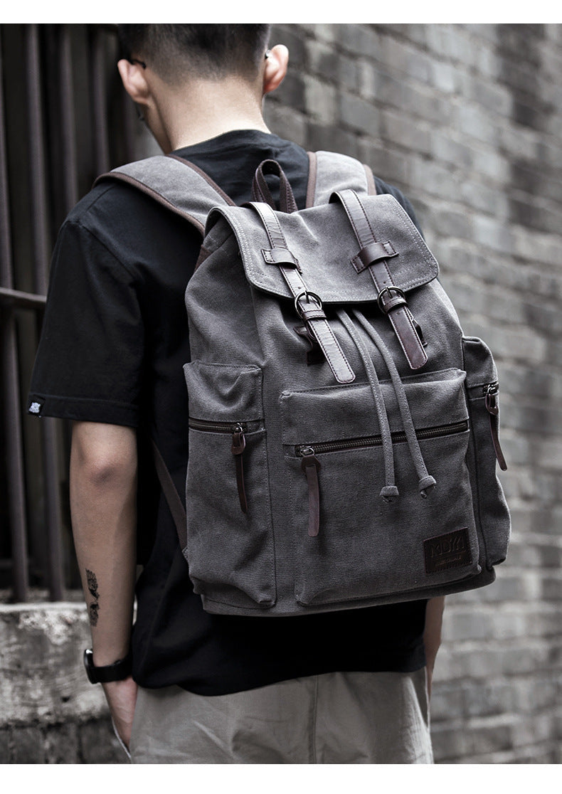 canvas backpack mens fashion trend casual travel bag