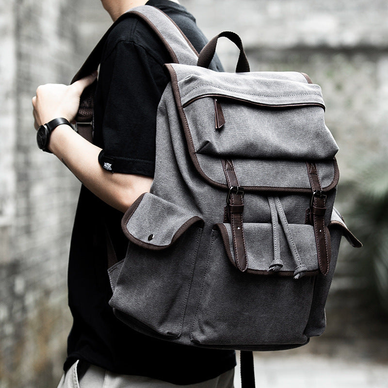 canvas backpack mens fashion trend casual travel bag