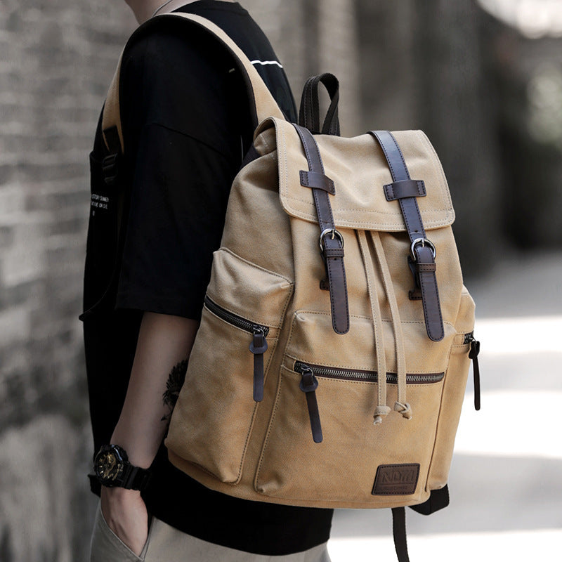 canvas backpack mens fashion trend casual travel bag