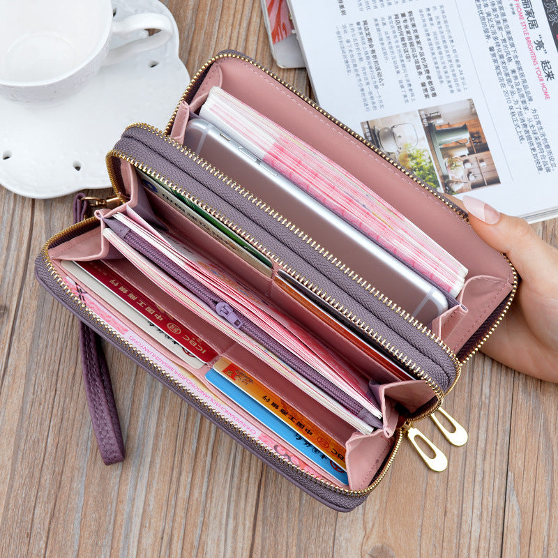 double zipper clutch purse ladies double layer clutch