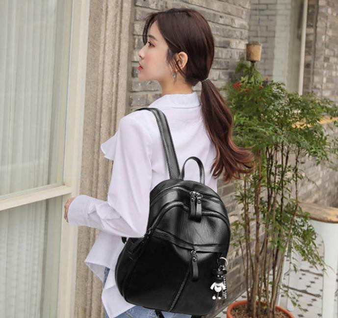 soft leather feeling new female korean fashion backpack fashion college style large capacity student school bag backpack