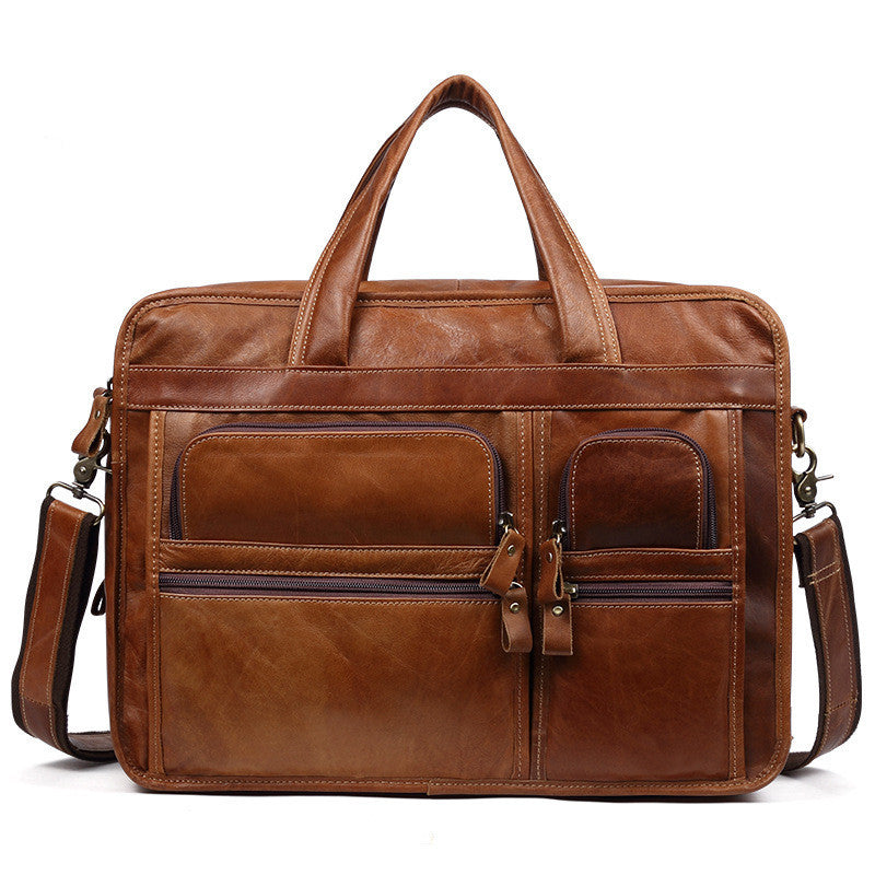 casual retro leather mens briefcase handbag