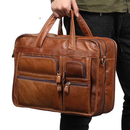 casual retro leather mens briefcase handbag