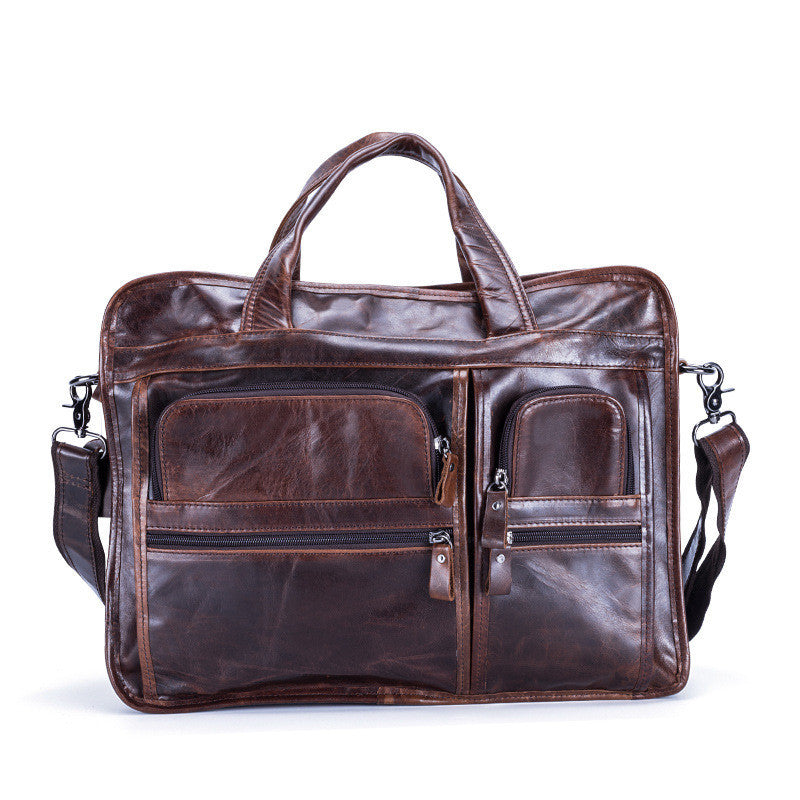 casual retro leather mens briefcase handbag