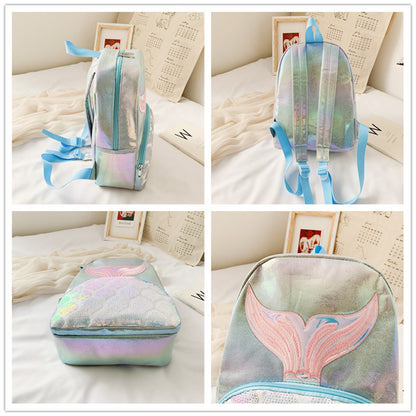 fashion korean backpack western school student school bag laser fish tail travel bag