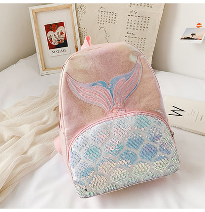 fashion korean backpack western school student school bag laser fish tail travel bag