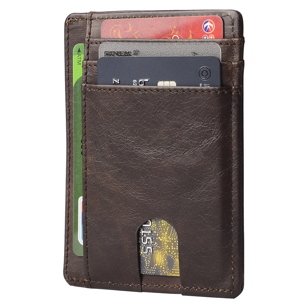 card holder leather foreign trade men rfid anti theft swiping european and american card holder male amazon hot products card holder