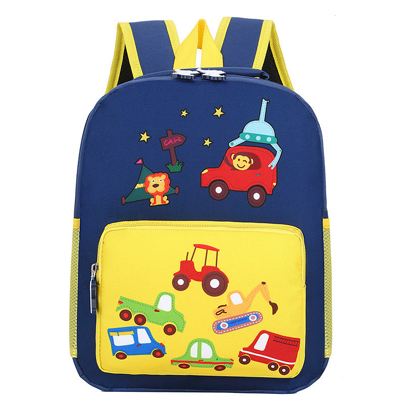 kindergarten backpack cartoon cute children go out to reduce the burden of backpack nylon cloth hit color small animal school bag