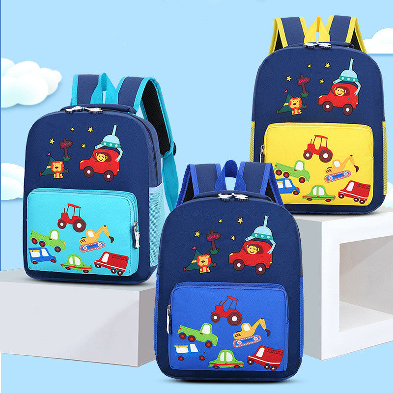 kindergarten backpack cartoon cute children go out to reduce the burden of backpack nylon cloth hit color small animal school bag