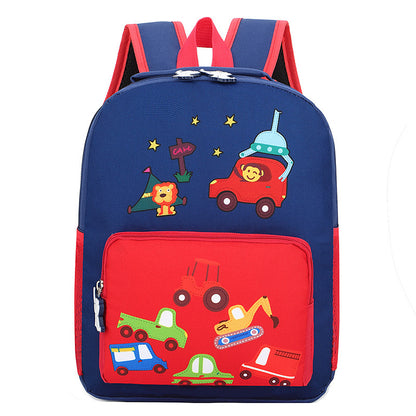 kindergarten backpack cartoon cute children go out to reduce the burden of backpack nylon cloth hit color small animal school bag