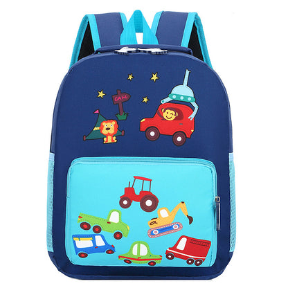 kindergarten backpack cartoon cute children go out to reduce the burden of backpack nylon cloth hit color small animal school bag