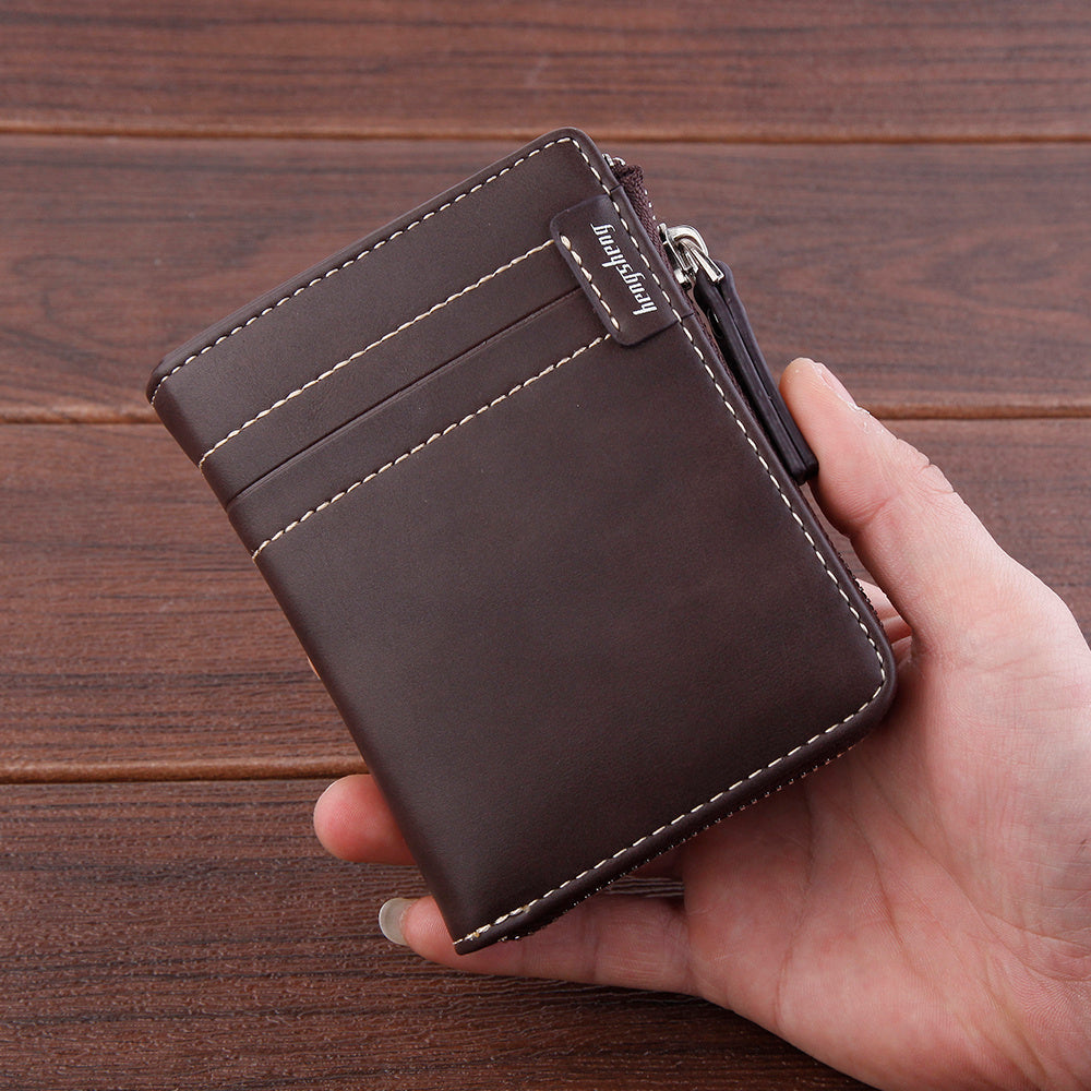 mens short wallet zipper soft leather